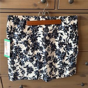 Floral Print Skort in Blue and White
